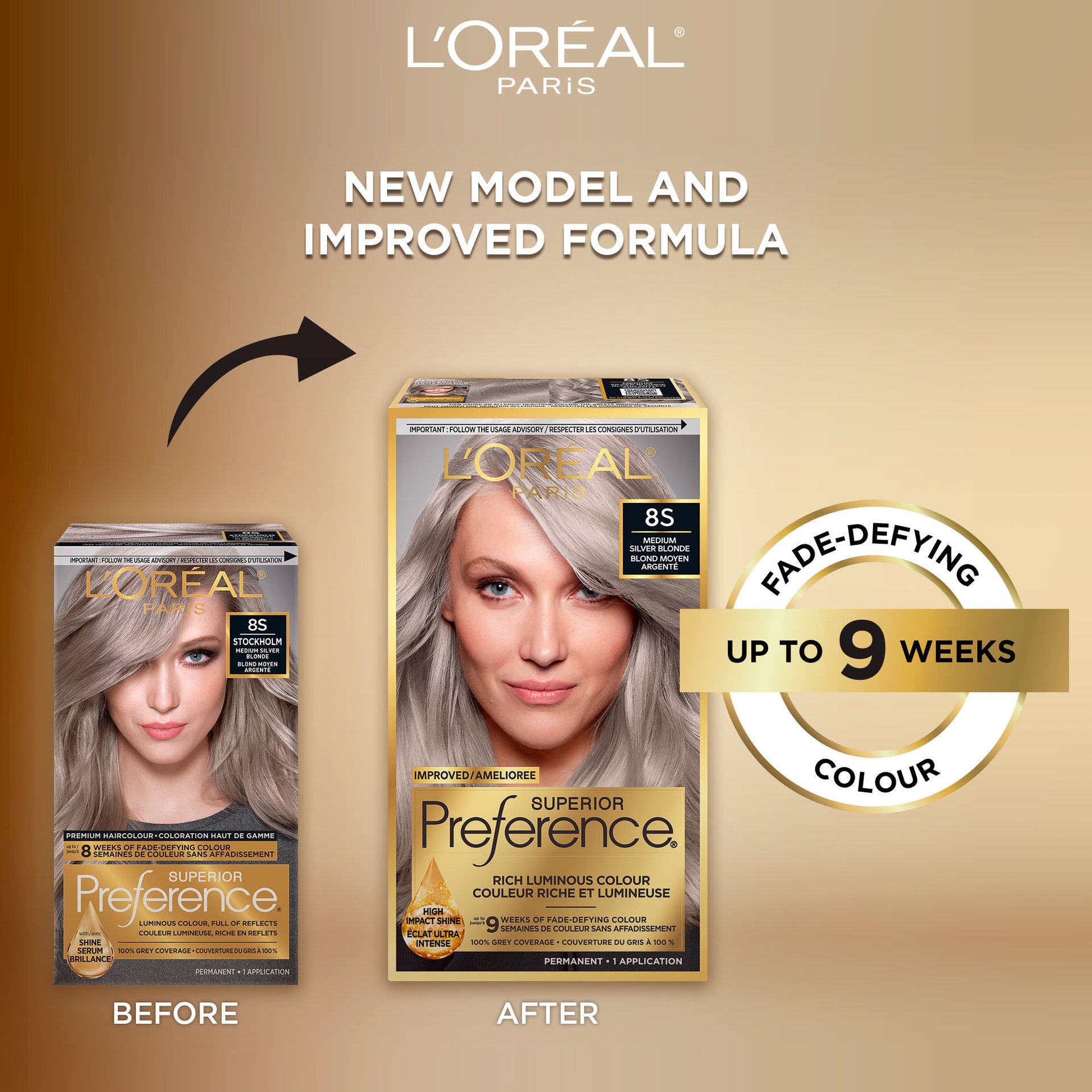 Old and new packaging of Superior Preference showcasing the new and improved formula